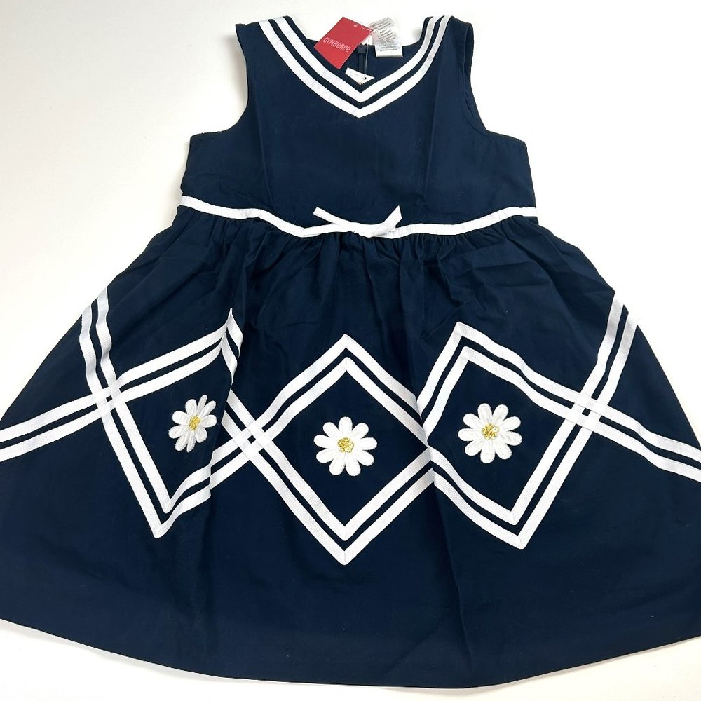 NWT Gymboree Girl Sequin  Daisy Ribbon Trim Woven Dress Size 7